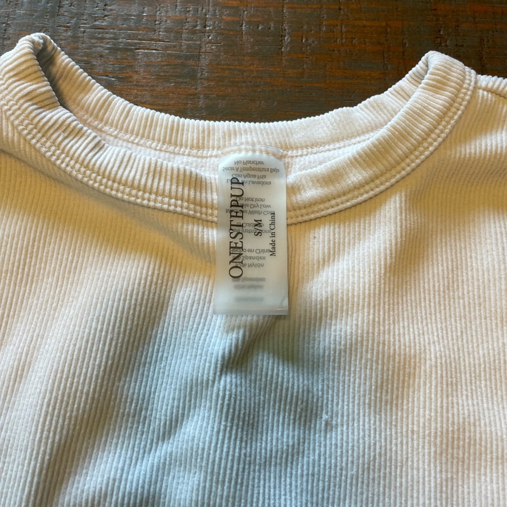 One Step Ahead Cream Ribbed Top - Picture 2 of 3